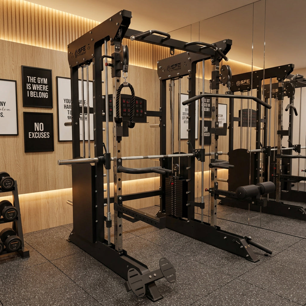All-in-One Home Gym, Power Rack w/ Smith Machine & Functional Trainer w/ 2x - 220lb weight stacks (New)