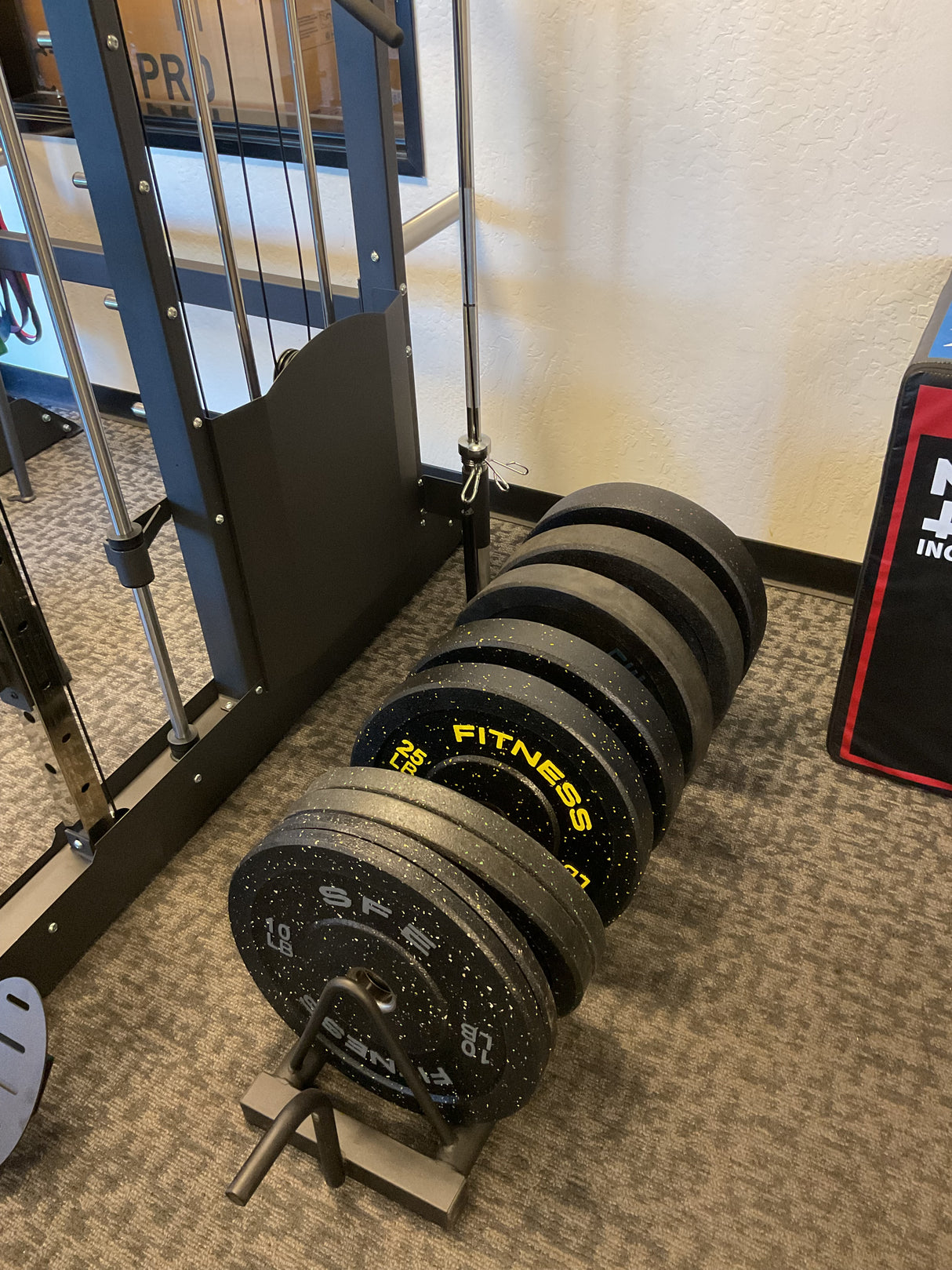 210LB Olympic Crumble Bumper Plate Set w/ Horizontal Storage Rack (New)