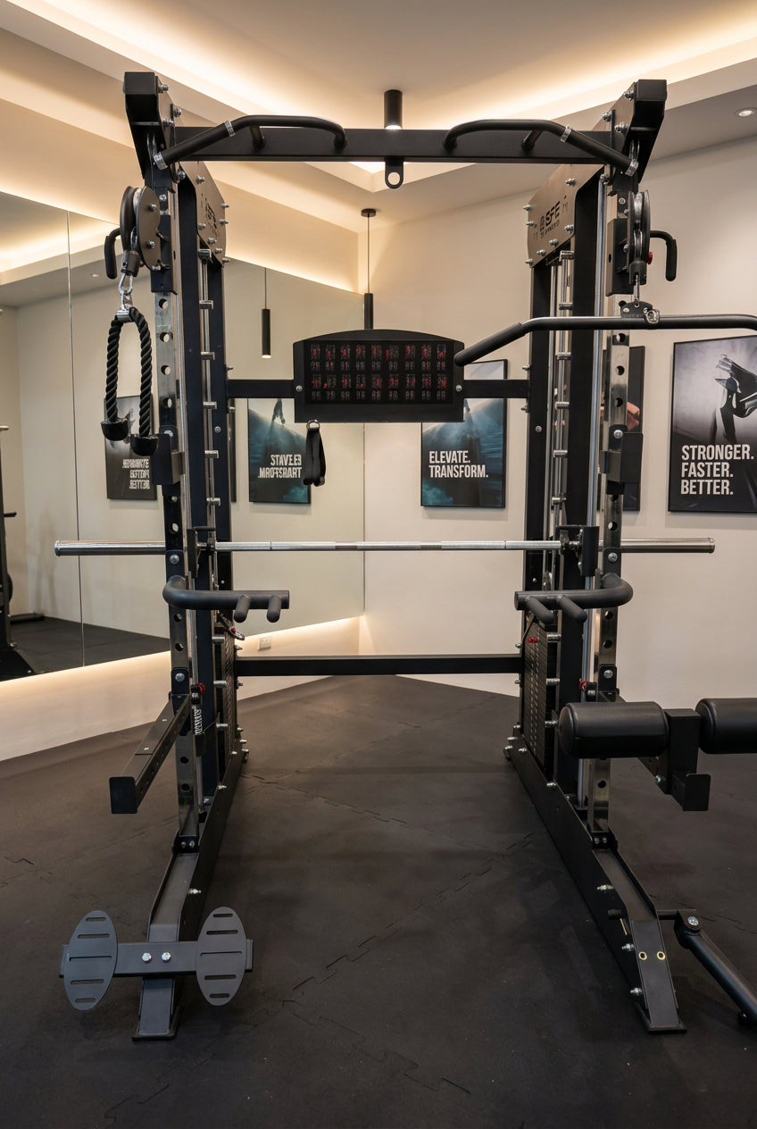 All-in-One Home Gym, Power Rack w/ Smith Machine & Functional Trainer w/ 2x - 220lb weight stacks (New)
