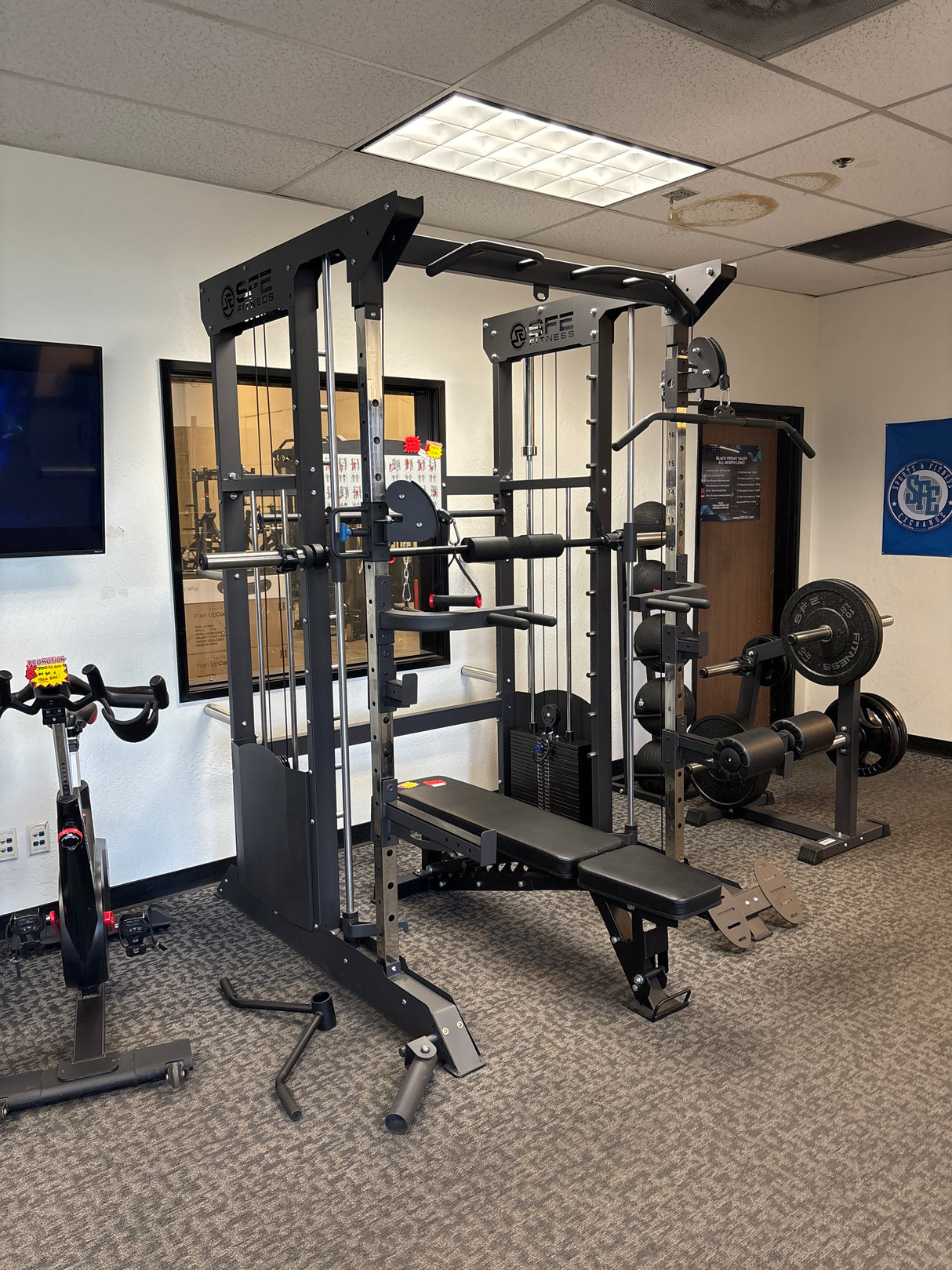 Complete all-in-one home gym with functional trainer & smith machine