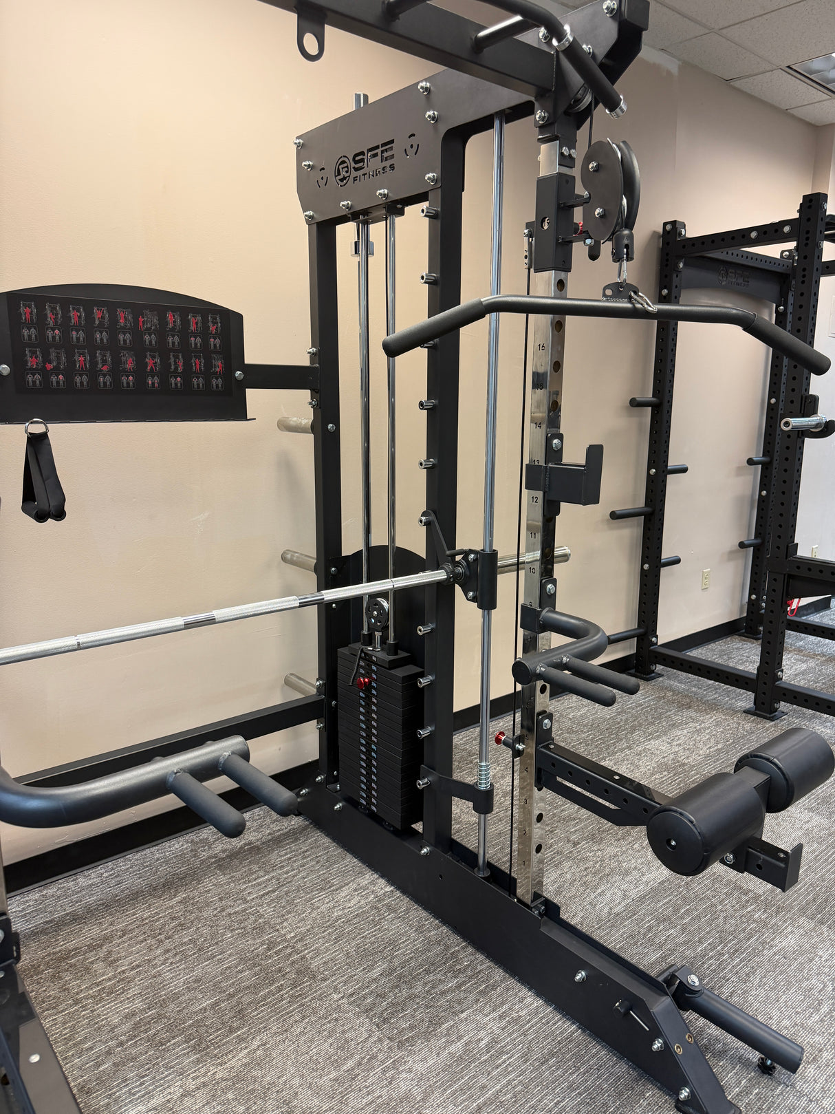 All-in-One Home Gym, Power Rack w/ Smith Machine & Functional Trainer w/ 2x - 220lb weight stacks (New)