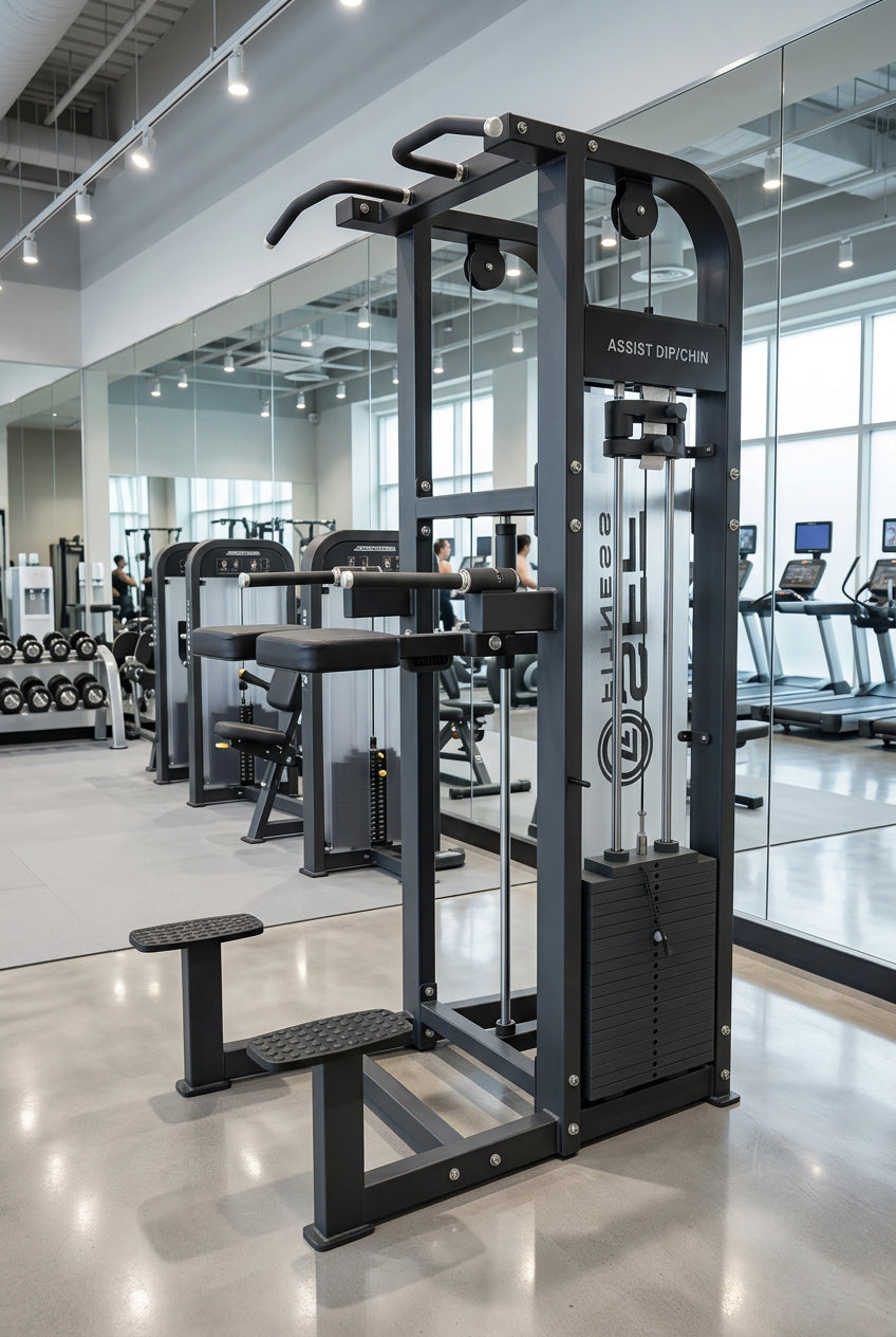 Selectorized Assisted Chin Up/Dip Machine w/ 250lb weight stack (New)