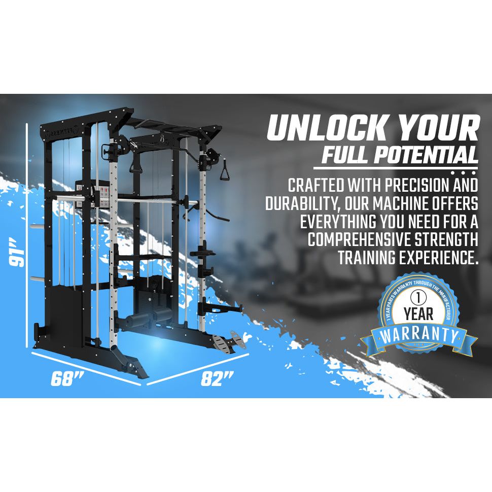 SFE Multi-Functional Smith Machine, All-in-One Home Gym w/ 2x - 200lb weight stacks (New)