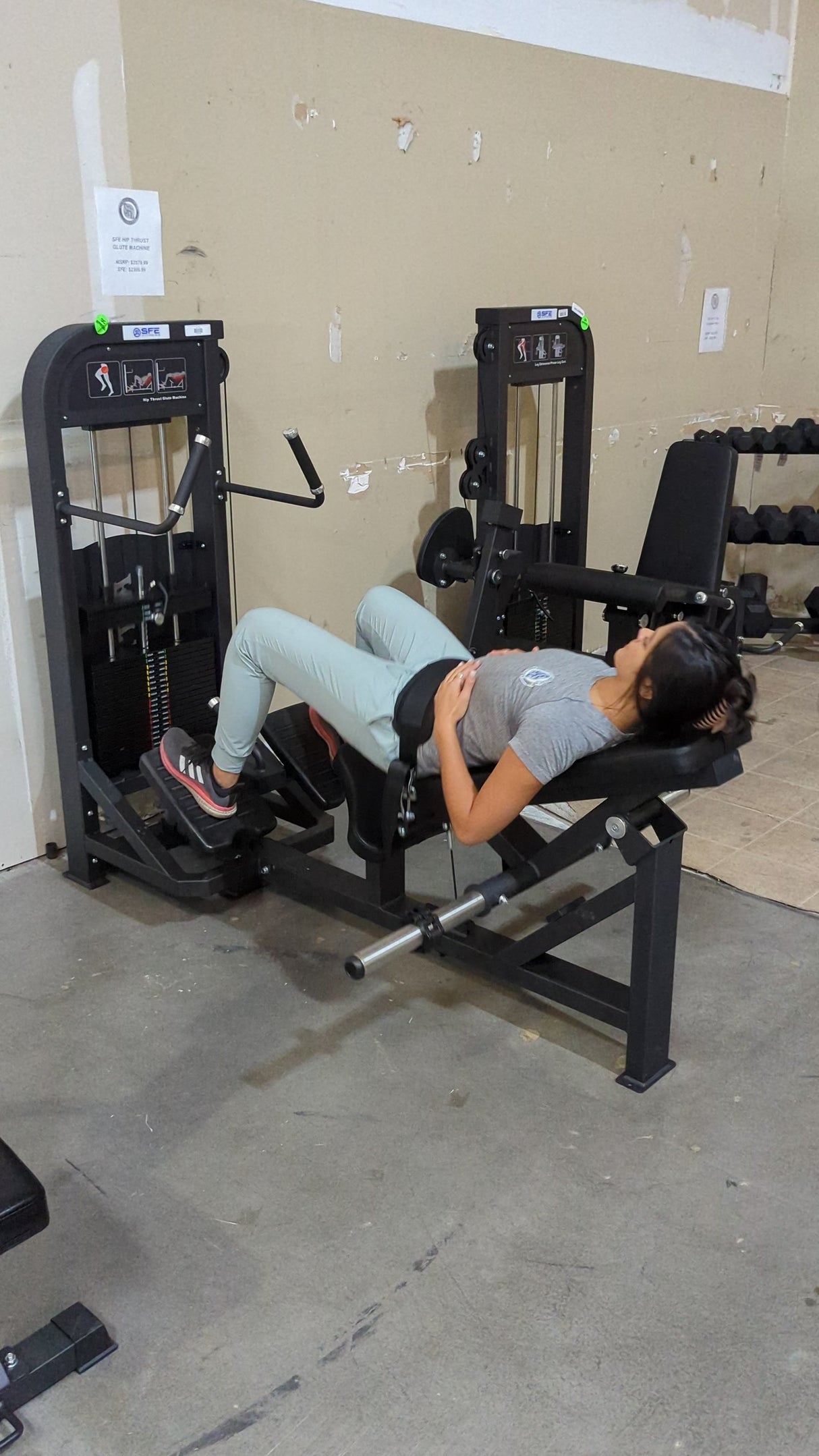 SFE Hip Thrust Glute Machine with 250lb weight stacks (New)